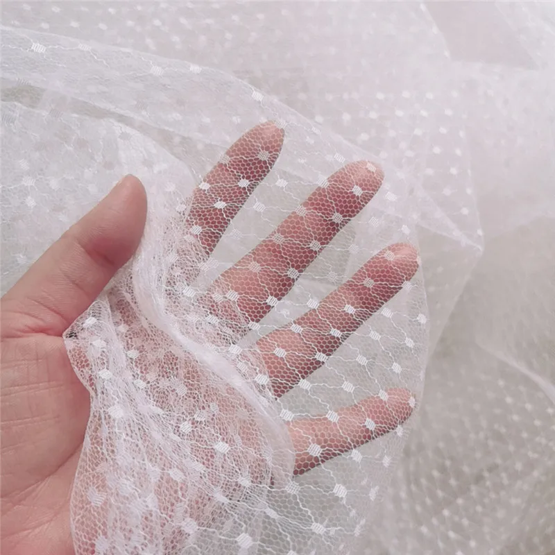 1 ярд высокое качество 150 см ширина маленькая в горошек белый гипюр кружевная