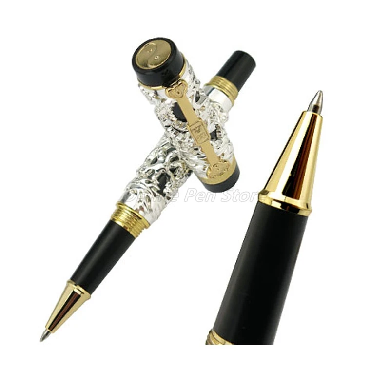 Jinhao винтажная резьба тиснение Черный Серебряный Дракон и Феникс Тяжелая