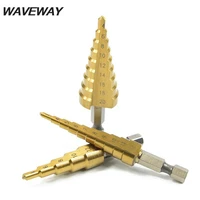 waveway hss steel titanium step drill bit 3 12mm 4 12mm 4 20mm step cone cutt tools woodworking wood metal drill bit set