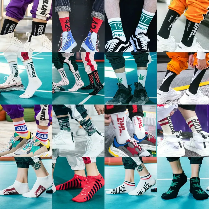 5 пар мужские хлопковые носки в стиле хип хоп|Мужские носки| |