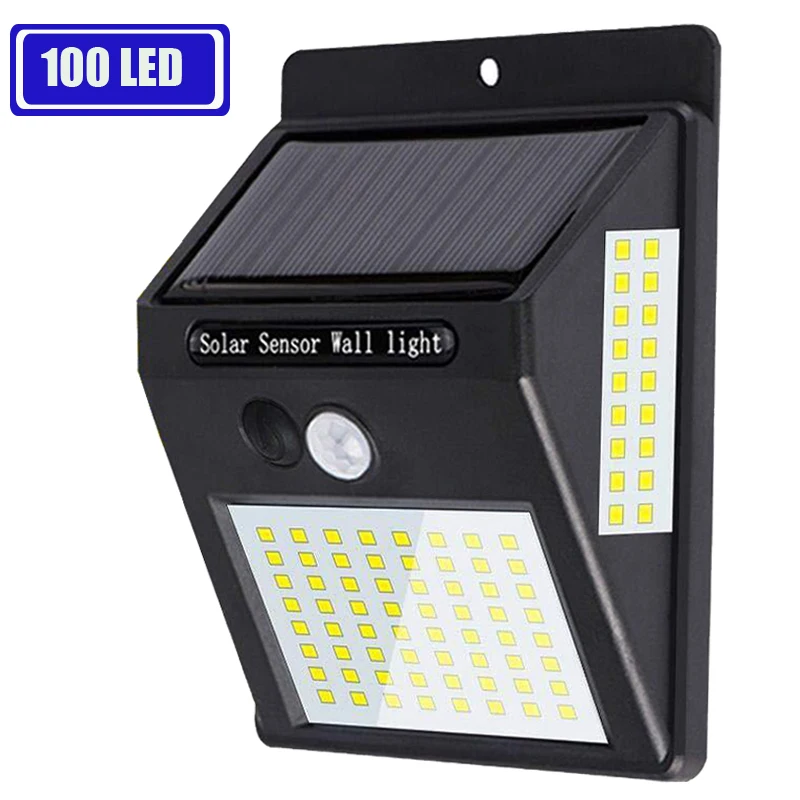 100 светодиодный светильник на солнечной батарее с датчиком движения PIR уличный