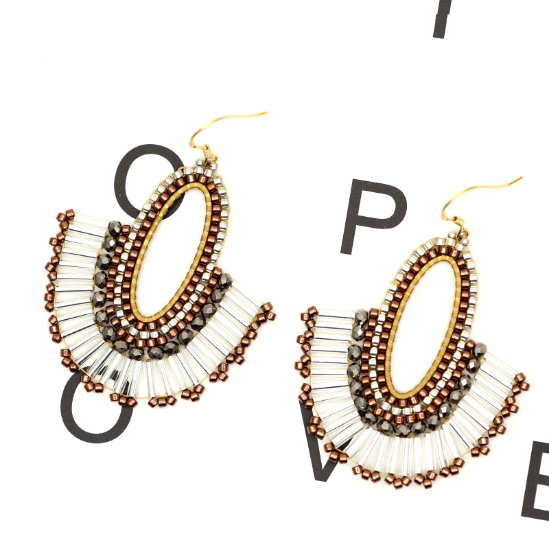 

FAIRYWOO 925 Silver Earrings Woman Oval Beaded Earring Boho Fashion Earrings Jewelry Geometric Shape Drop Earring Wholesale Gift