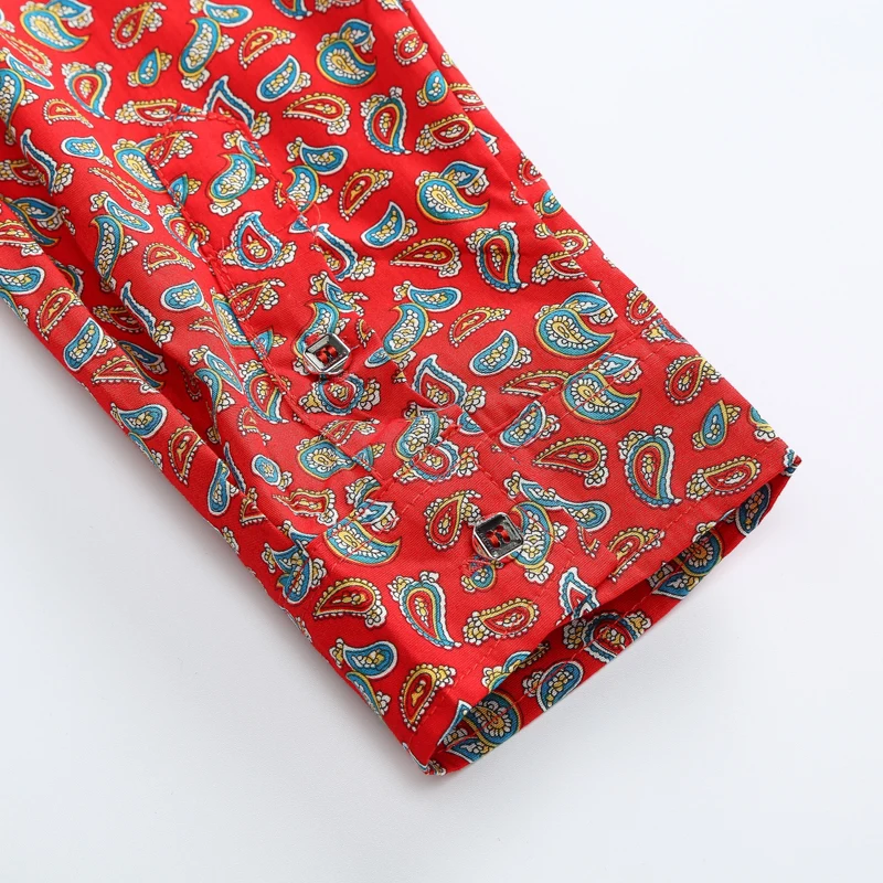 

New fashion turtleneck long-sleeve flower shirt men's fashion slim shirt men's casual long-sleeve shirt