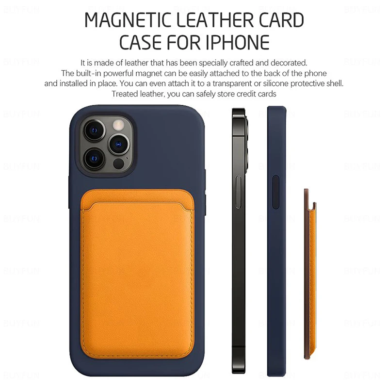 Magnetic Magsafe Leather Wallet Pouch ID Credit Card Holder Bag For iPhone 12 Pro Max Mini Macsafe Case Magnet Cover Accessory | Мобильные