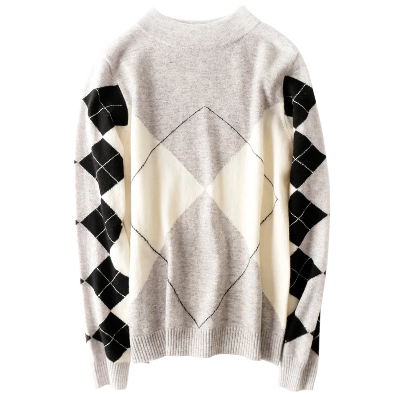 

Korean Autumn Winter Casual Knitted Two Piece Set Women Plaid Sweater Suit Long Sleeve Pullover Top + Midi Skirt Set Outfits