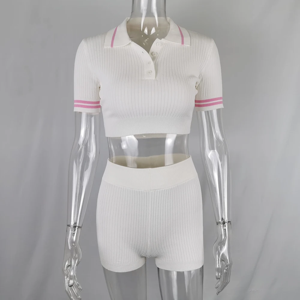 

Karlofea Lady Knitted Shorts Set Fashion Casual 2 Piece Matching Suit Street Wear Lovely Comfort Lounge Sets Chic Workout Wear