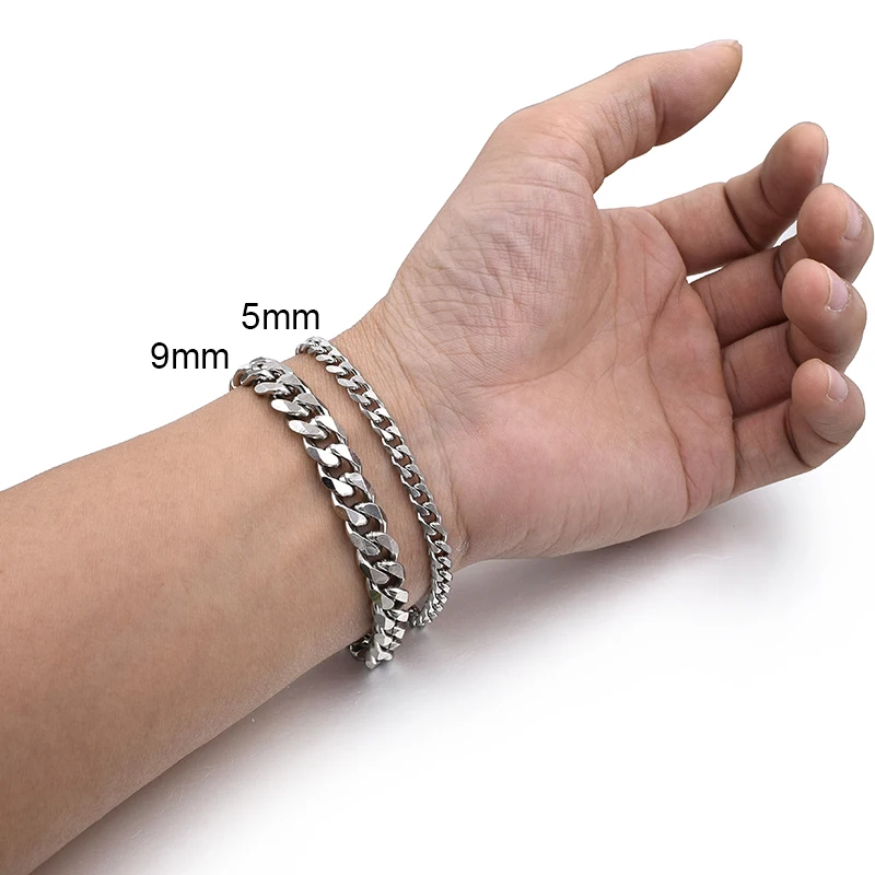 ATGO Мужская мода Хип-Хоп Кубинская Цепочка Мужской Браслет Из Нержавеющей Стали