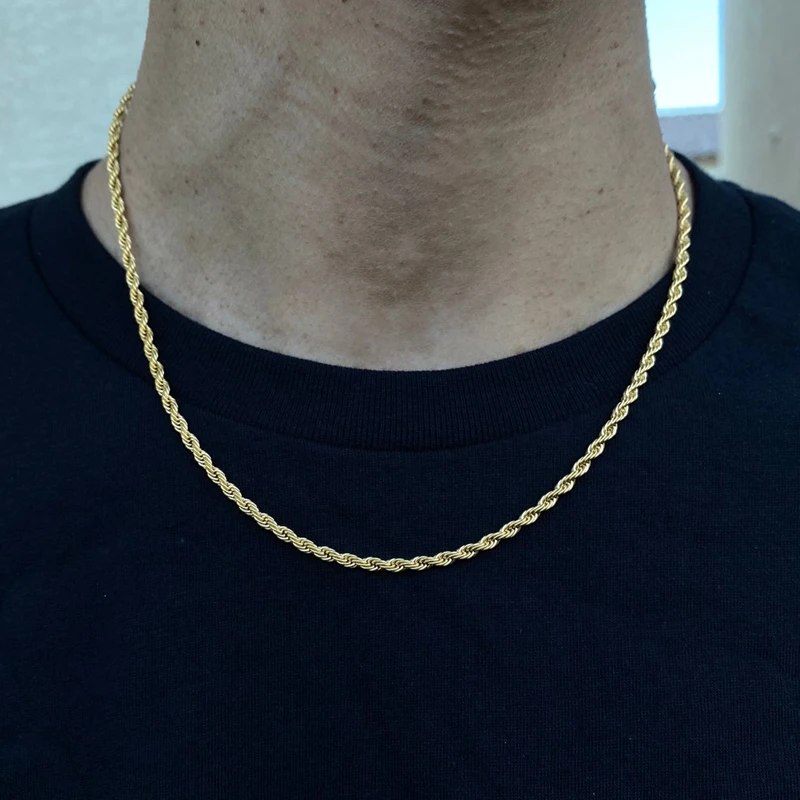 

2020 Temperament Fashion Cube Rope Chain Men Necklace Classic Stainless Steel Chain Necklace For Men Jewelry Gift