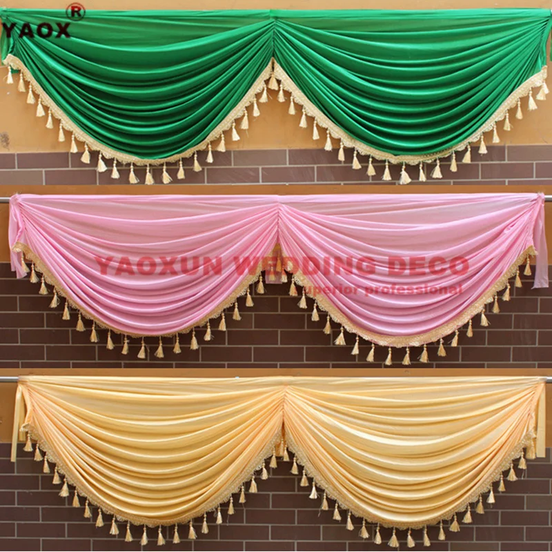 

35 Colors Ice Silk Drape Curtain Backdrop Top Swag For Stage Background Photo Booth Event Party Decoration