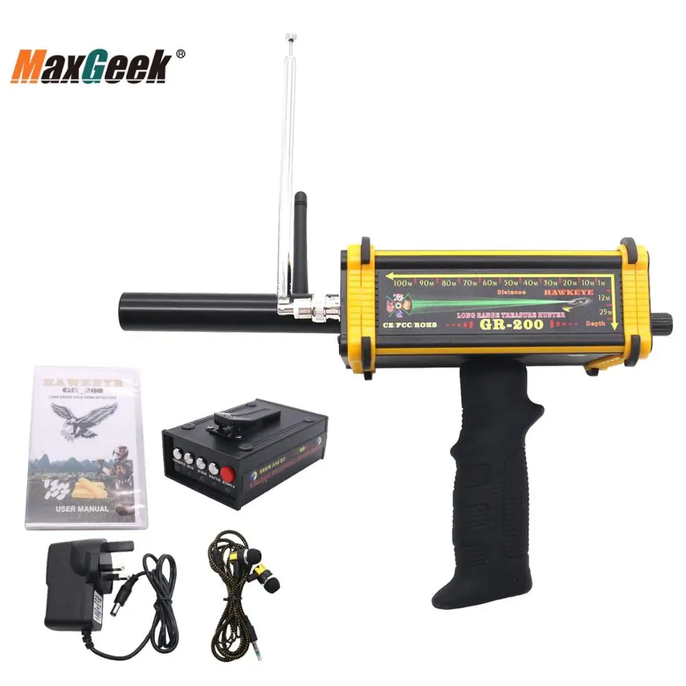 Maxgeek GR 200 большой диапазон металлический детектор для золота подземный 100 м 3D