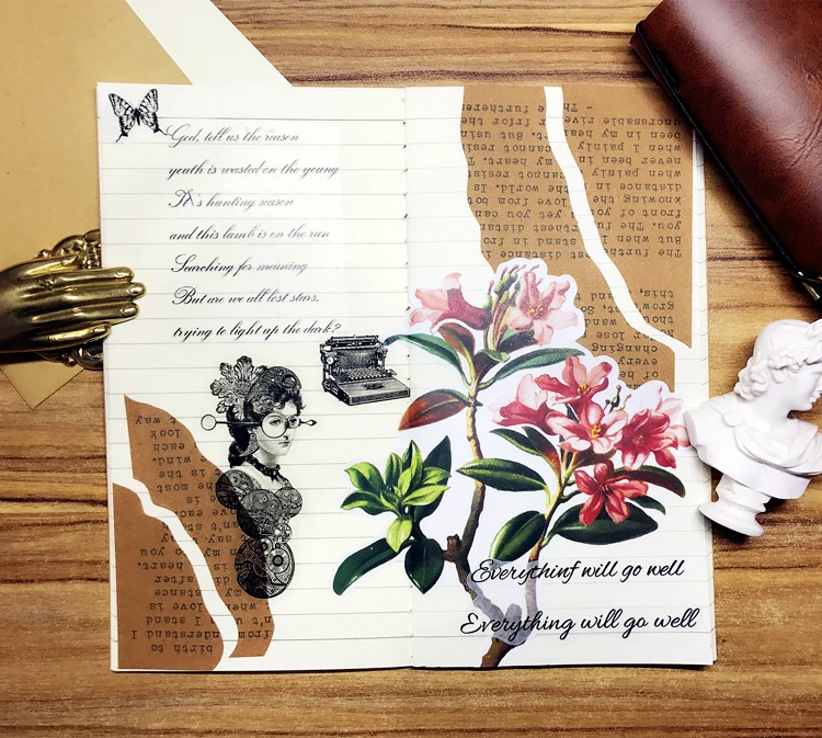 

4Pcs/Set Vintage Black White Transparent Sticker DIY Craft Scrapbooking Album Junk Journal Planner Decorative Stickers