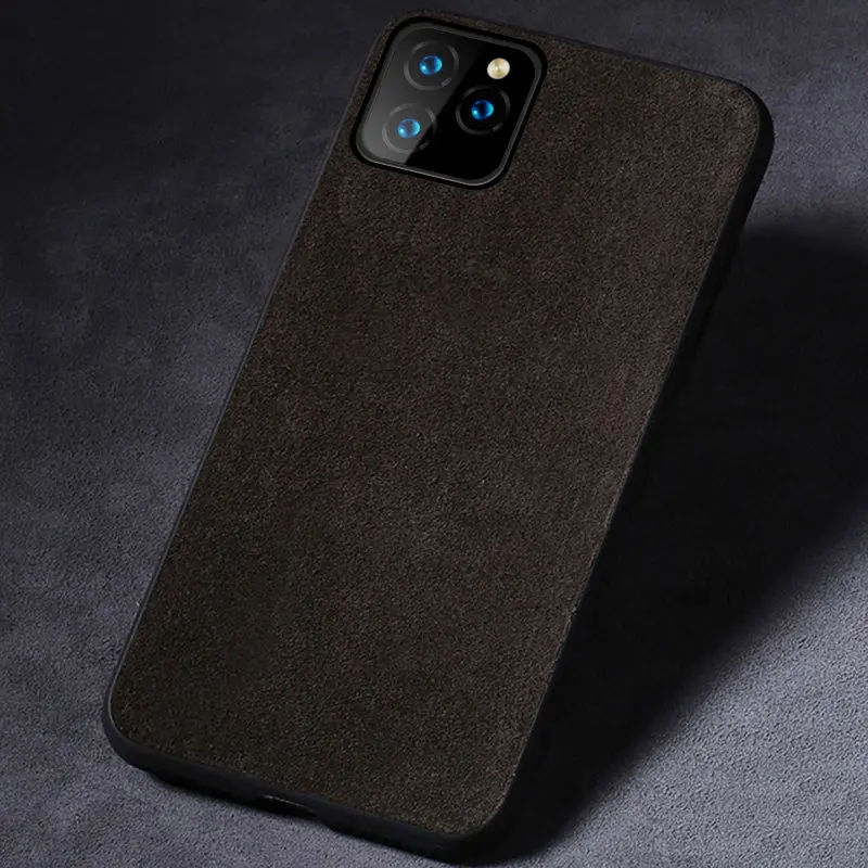 Коричневый Чехол для телефона из натуральной коровьей замши для Apple iphone 11 11Pro 11 Pro Max X XR XS max 6 6S 7 8 plus 360 полный защитный чехол - Цвет: Коричневый