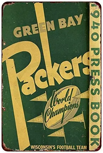

AMELIA SHARPE Vintage Retro Collection tin signs-1940 Green Bay Packers News Press Champion-Wall Decoration Poster Home bar