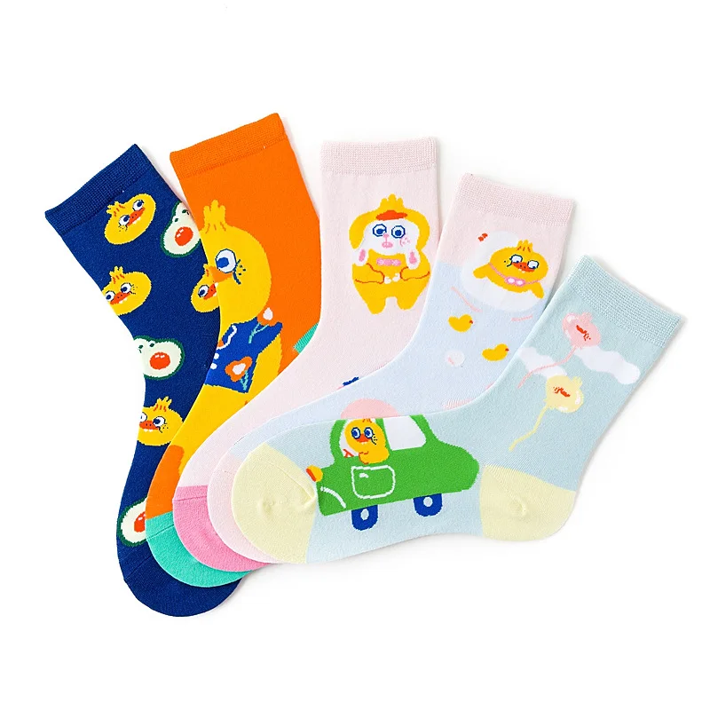 Cute Girl Socks Cartoon Pattern Independent Design Hip Hop Street Fashion Trend Cotton Couple Gift Sock