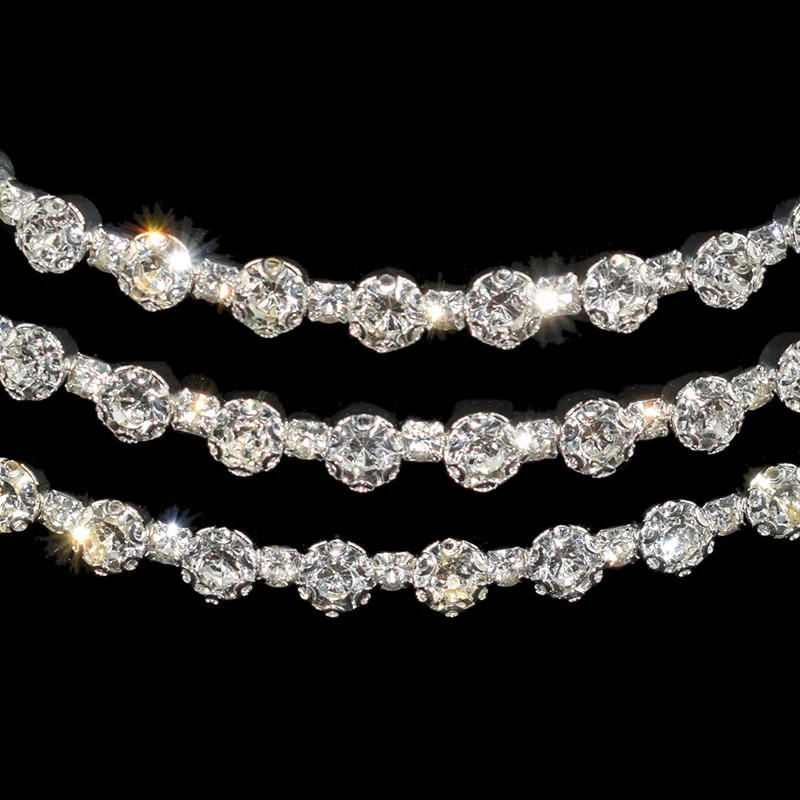 NEW Gold silver Metal Rhinestone Collar Necklaces for Women Round 3Row collar mujer collares Fashion Jewelry Choker Wholesale