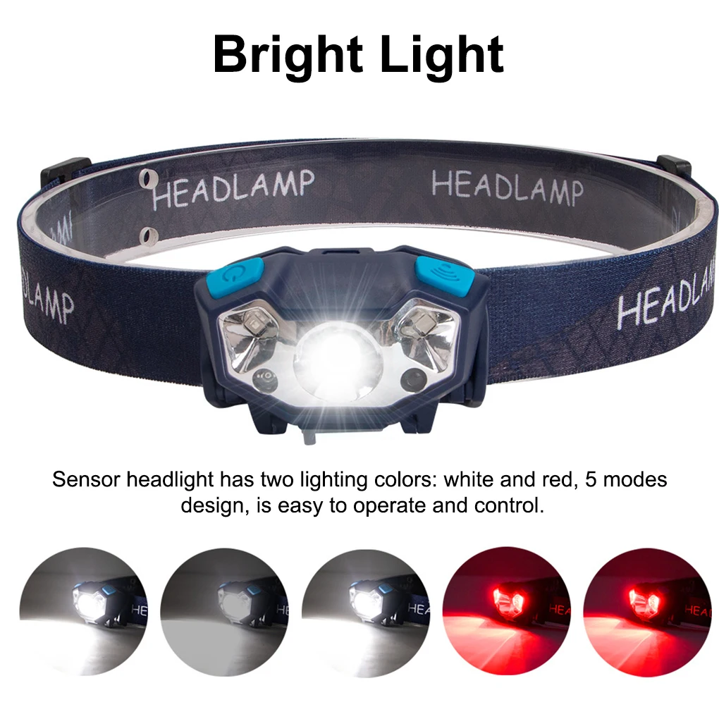 

Powerfull Headlamp Rechargeable LED Headlight Body Motion Sensor Head Flashlight Camping Torch Light Lamp With USB