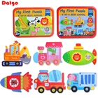 Деревянные пазлы 6 в 1, Детские Мультяшные животные и транспортные средства, обучающие игрушки