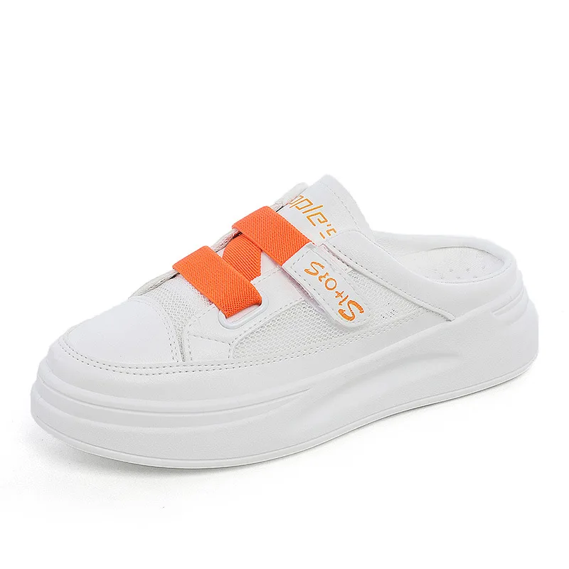 Casual White Women's Shoes 2021 New Summer Thick-soled Outer Wear Without Heel Heightening Fashion Sandals And Half Slippers