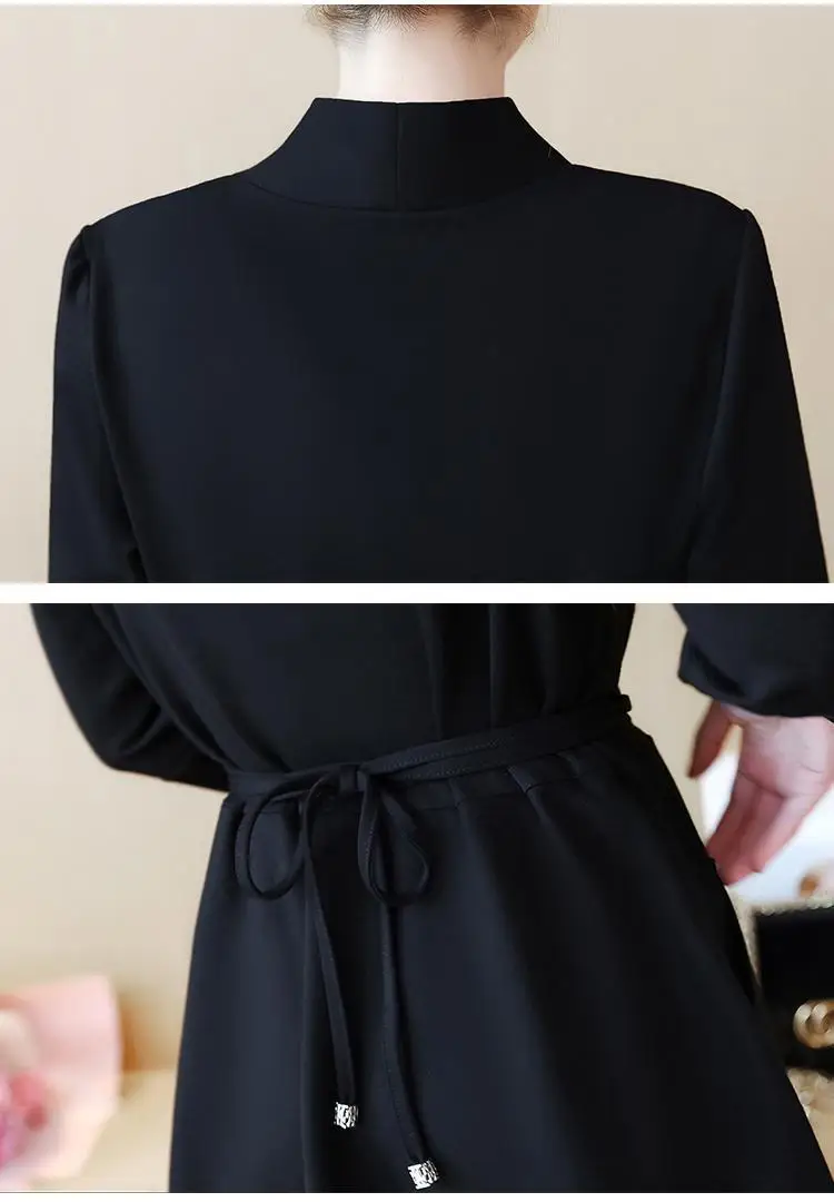 

XL-5XL Autumn Winter Large size Office Dress 2019 Fashion Women V-neck Loose OL Dress Lady Embroidered 4XL Plus Size Party Dress