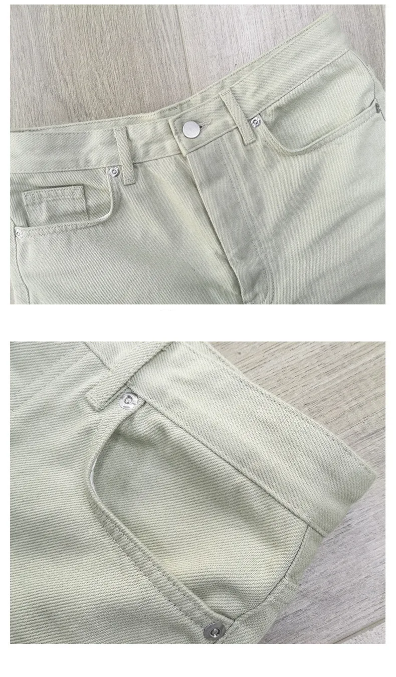 

Curled Women's Denim Pants Straight Loose Zipper Casual Ankle-length Truousers Lady Pants Spring New