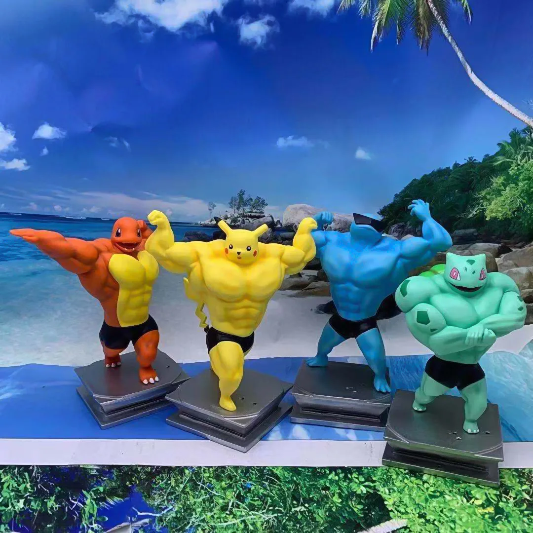 

Anime Pokemon PVC toy model dolls can be collected Pikachu Chamande muscular man boxed picture for children Christmas gi