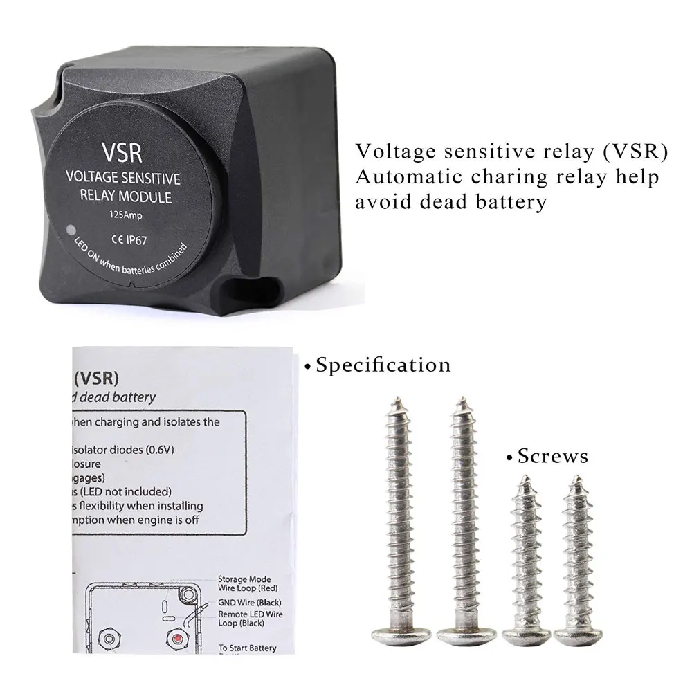 Напряжение зондирования реле (VSR) 12V 125Amp IP67-Automatic порт для зарядки через того чтобы