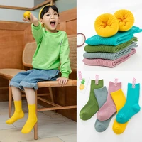 kids candy color tube socks autumn winte girls soft double needle cotton tube socks kids solid sport socks 5pairs