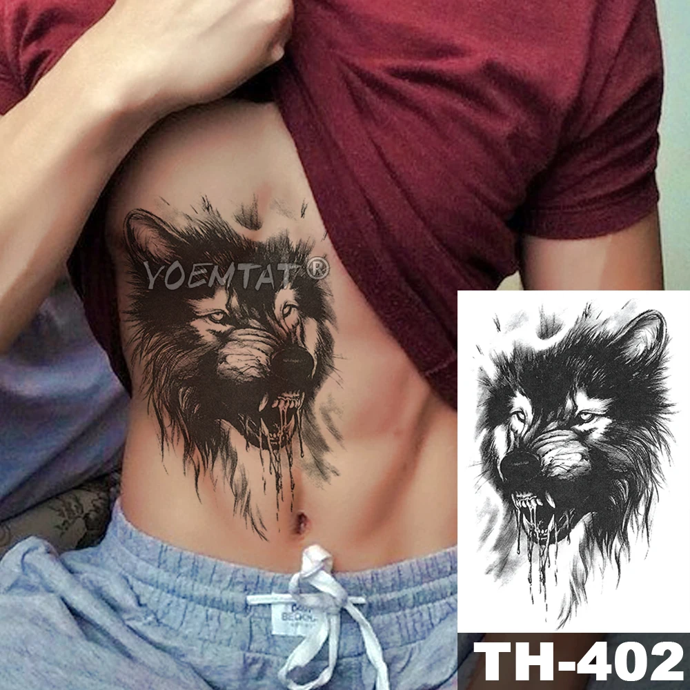 

Forest Wolf Temporary Tattoo Sticker Lion Tiger Waterproof Tatto Warrior Animal Body Art Arm Fake Tatoo Men Women