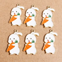 10pcs 1733mm animal charms cartoon enamel rabbit carrot charms pendants for making necklaces drop earrings diy jewelry finding