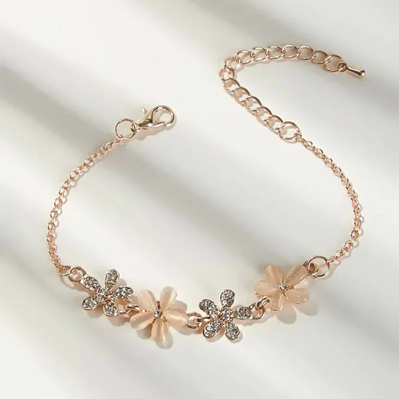 Модный браслет с цветами для женщин очаровательные аксессуары женские золотые