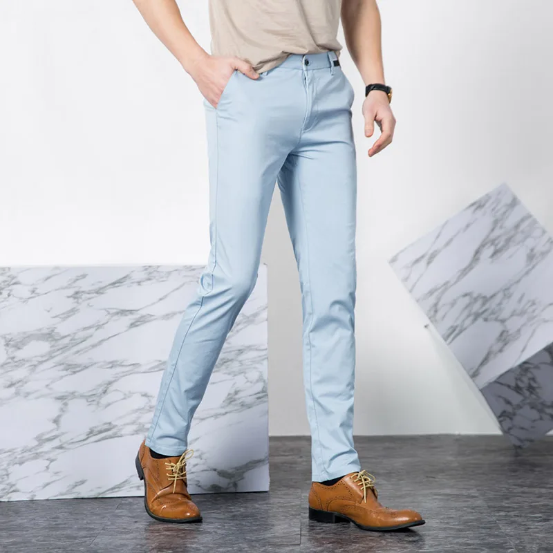 2020 летние деловые брюки мужские Модные повседневные для мужчин облегающие