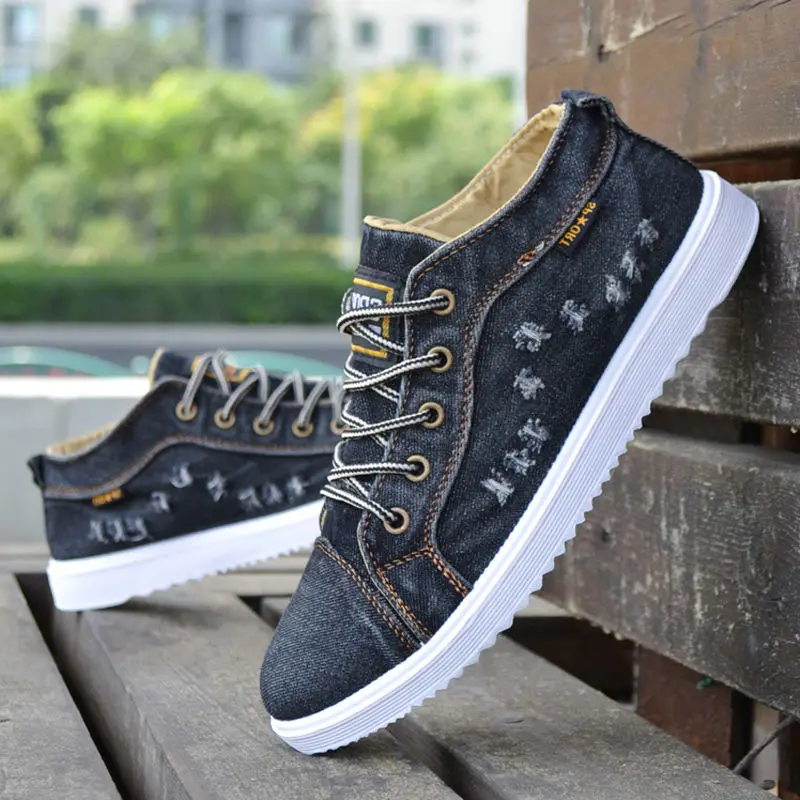 

Canvas shoes tide shoes students casual board shoes trend hundreds of Korean version of high-gang denim shoes men's shoes