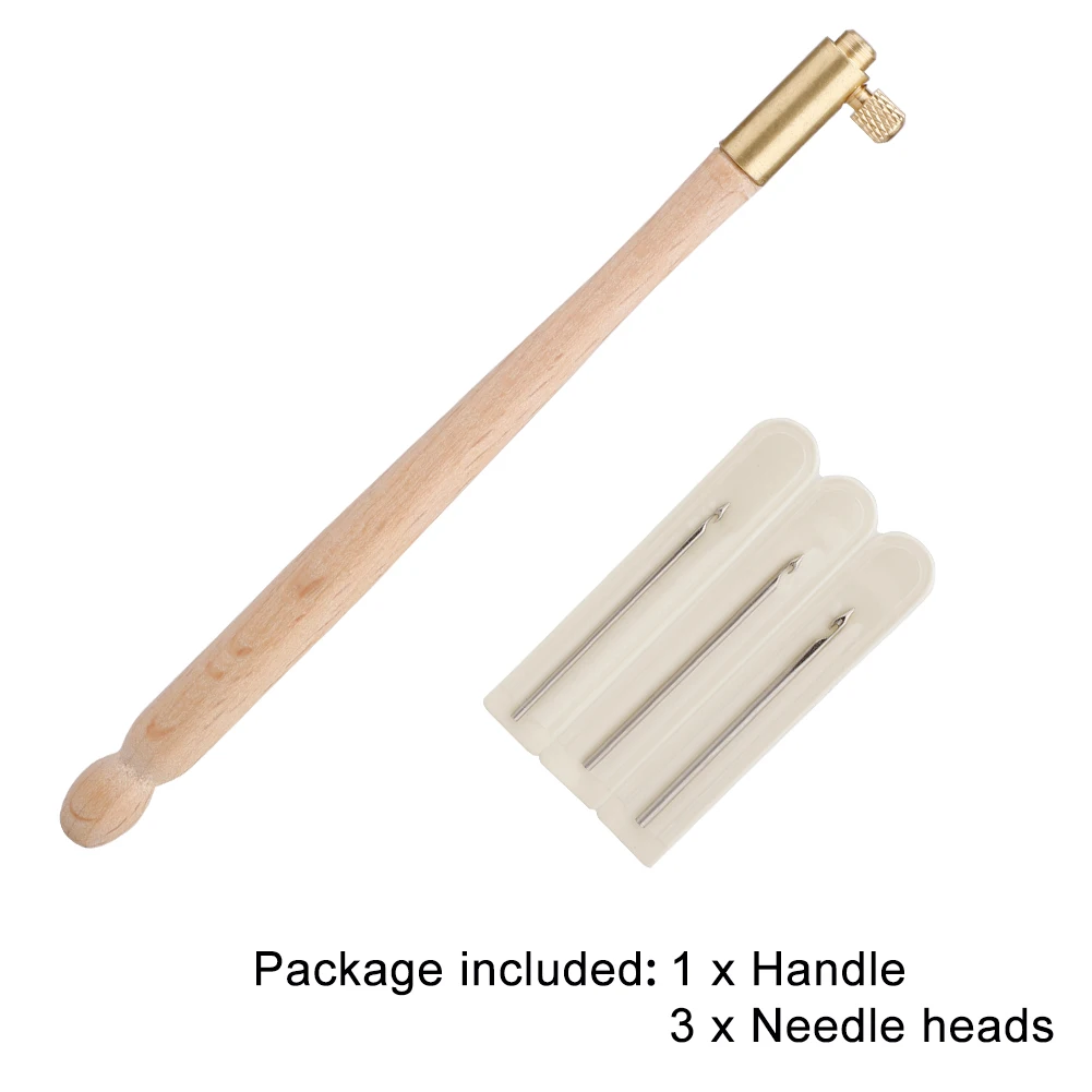 

Wooden Handle Tambour Crochet Hooks Knitting Tools with 3 Needles French Crochet Embroidery Beading Hoop Sewing Accessories