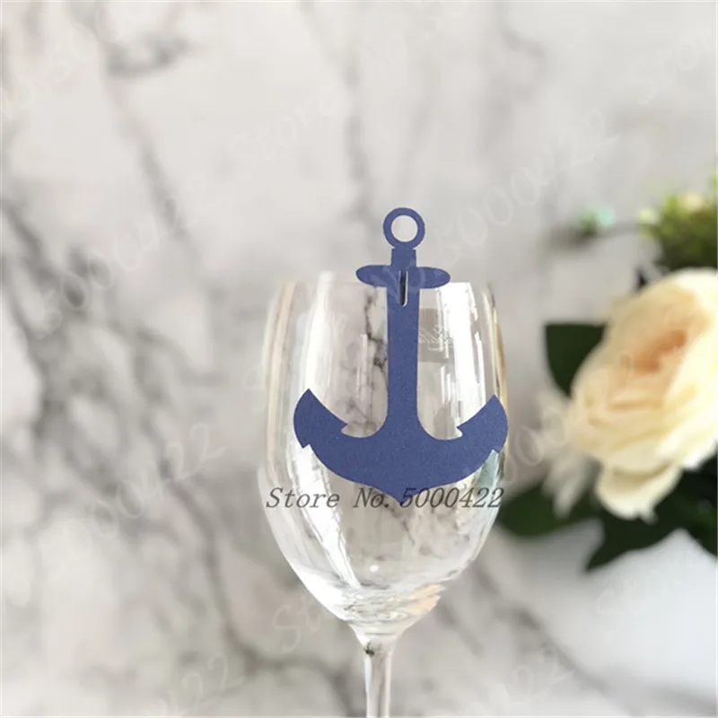50 шт. винные именные карточки в морском стиле с якорем для Винных Бокалов