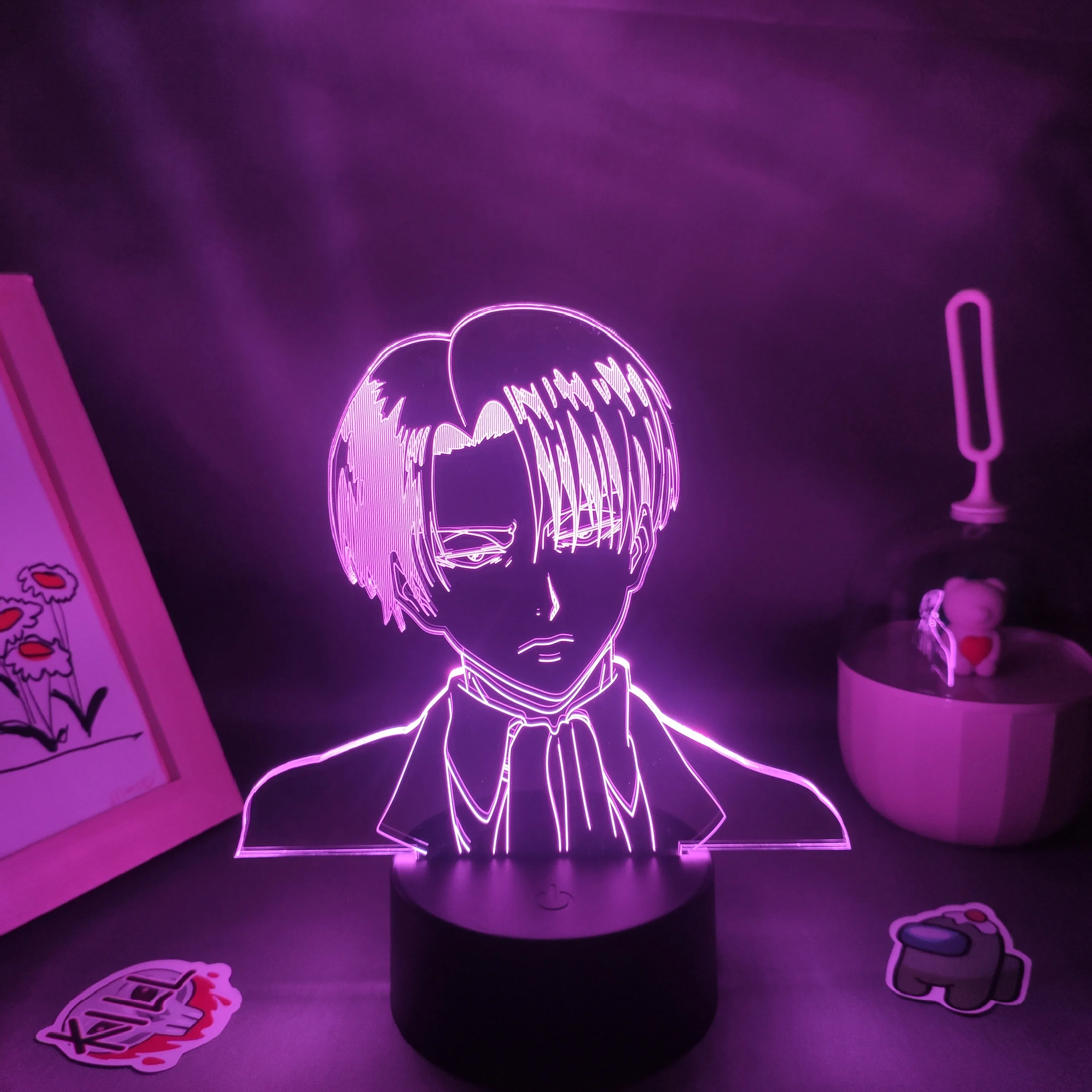 

Manga Levi Ackerman Attack on Titan Anime Figure 3D Led RGB Neon Night Lights Gift For Friend Lava Lamp Bedroom Table Decoration