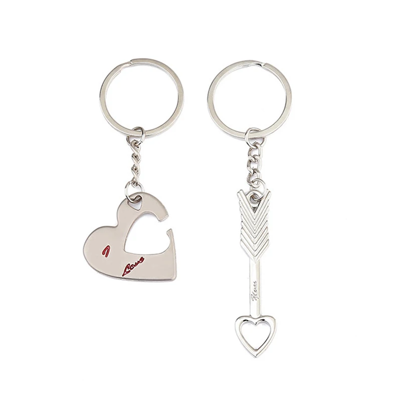 Парный брелок Diffone для влюбленных креативный с надписью I Love You Heart Стрела