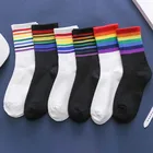Носки женские, хлопковые, полосатые, радужные, Носки ярких цветов