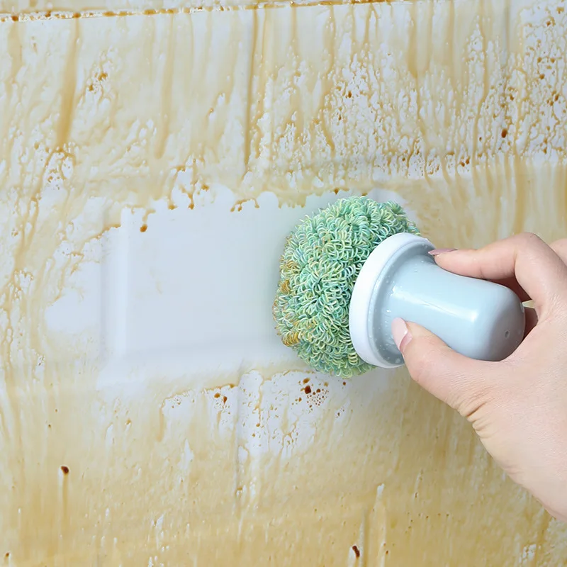 Kitchen Cleaning Brush Nanofiber Ball with Handle for Strong Decontamination Tools Random Color | Дом и сад