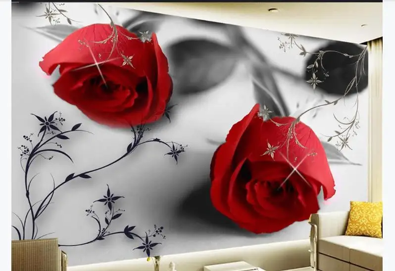 Современные черно-белые обои с изображением роз фотообои рисунком настенное