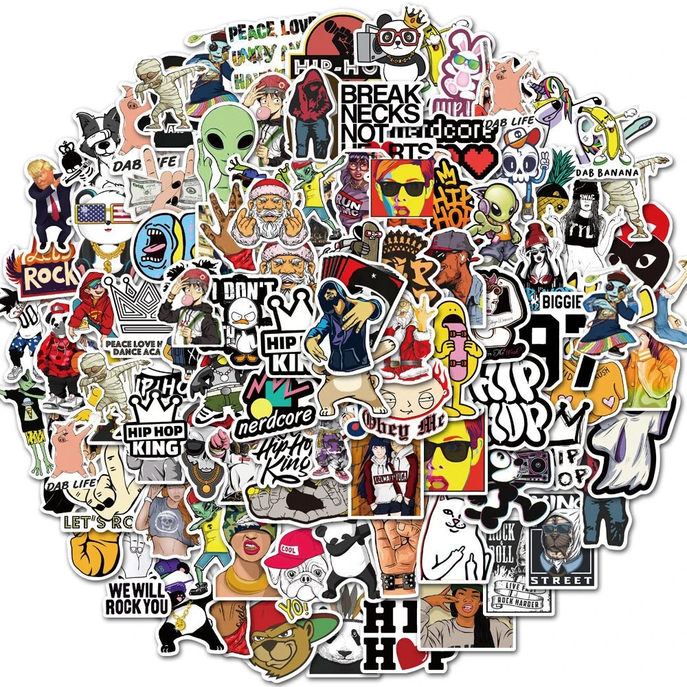 1050100pcs funny meme hip hop rock stickers aesthetic laptop phone skateboard waterproof graffiti decal sticker packs kid toy free global shipping