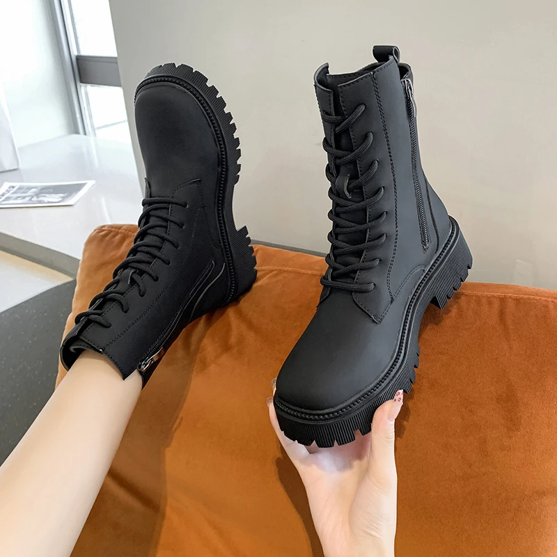 

Women's Boots Autumn and Winter Solid Color Thick-soled Martin Boots Women's Ankle Boots Winter Thick Boots Women's Shoes 2021