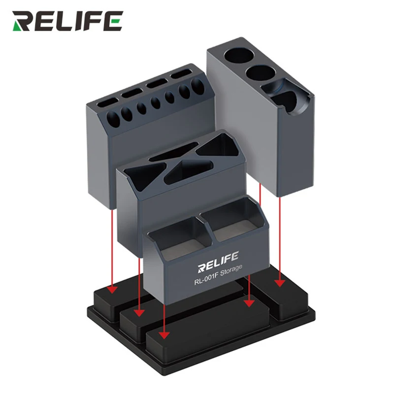 relife rl 001f storage box mobile phone repair tool parts tweezers screwdriver screw parts organizer aluminum alloy storage rack free global shipping