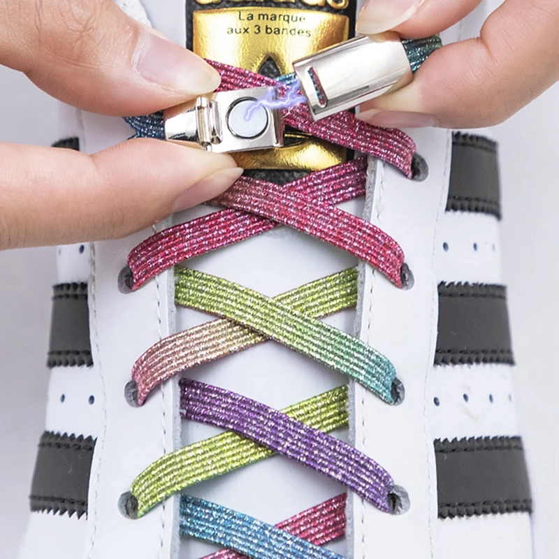 

1Pair Magnetic Shoelaces Elastic Colorful Flat Shoe Laces No Tie Shoelace Kids Adult Sneakers Lazy Laces One Size Fits