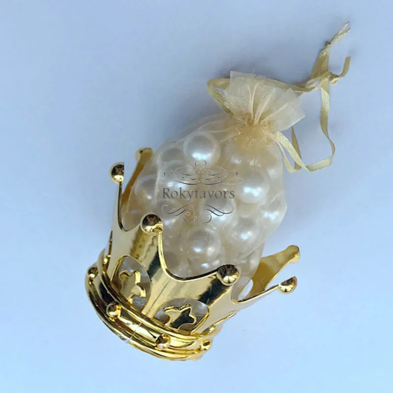 24 шт. контейнер с золотой короной и мешочком из органзы | Дом сад