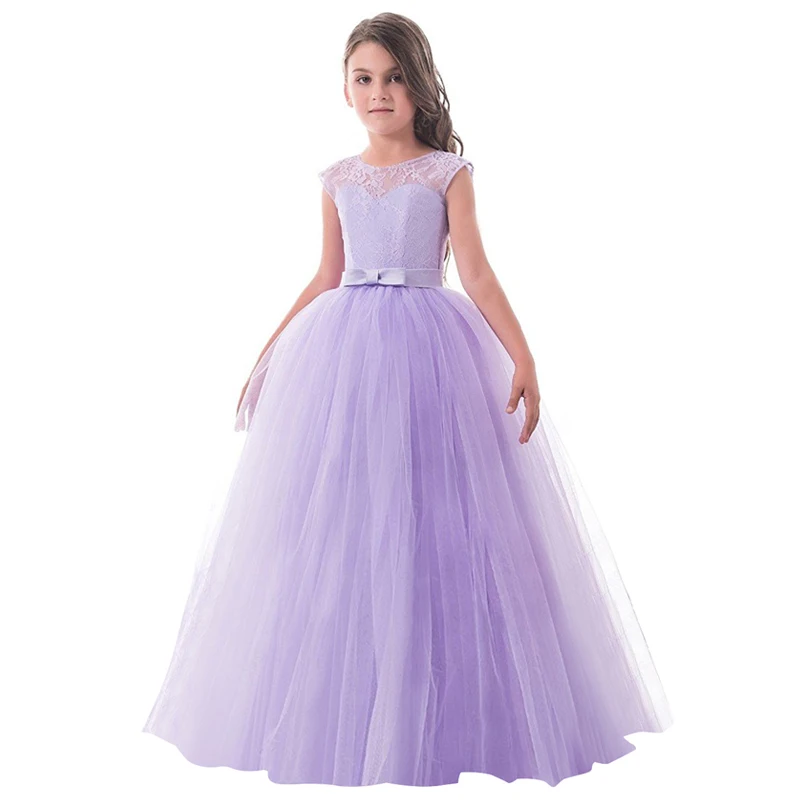 Girl Dress Dresses Floral Print Purple Wedding Gown Vestido Kids Clothes Princess Long Tulle Teenage 8 10 12 Years | Детская одежда и
