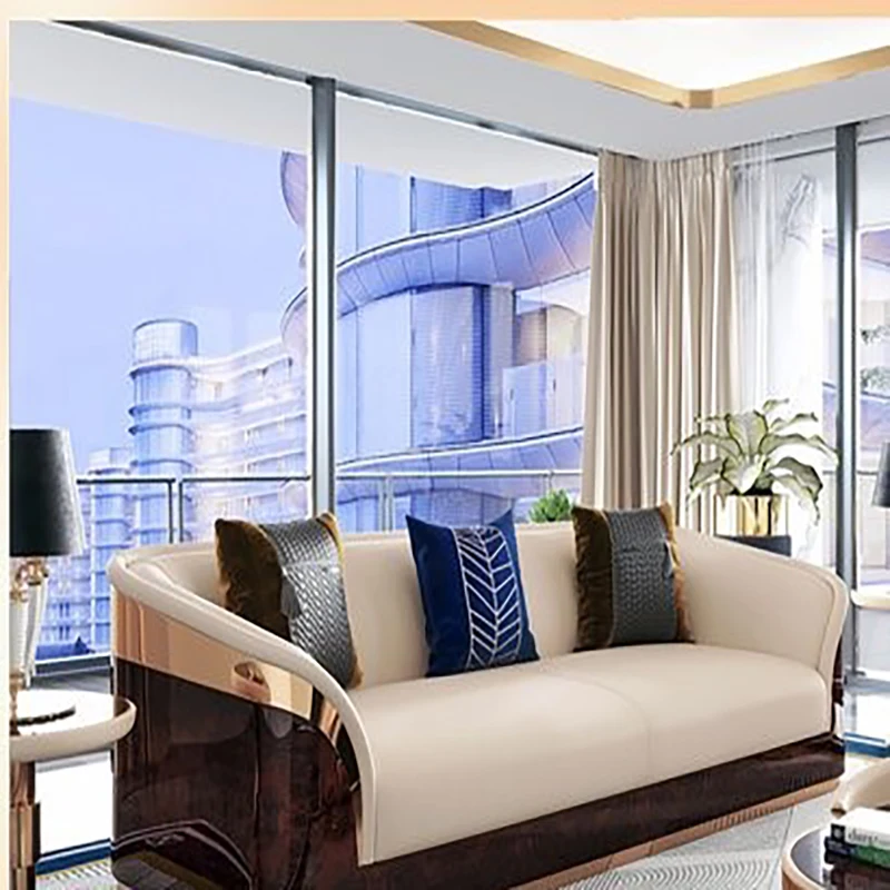 Современный роскошный высококлассный кожаный диван для виллы комбинированный