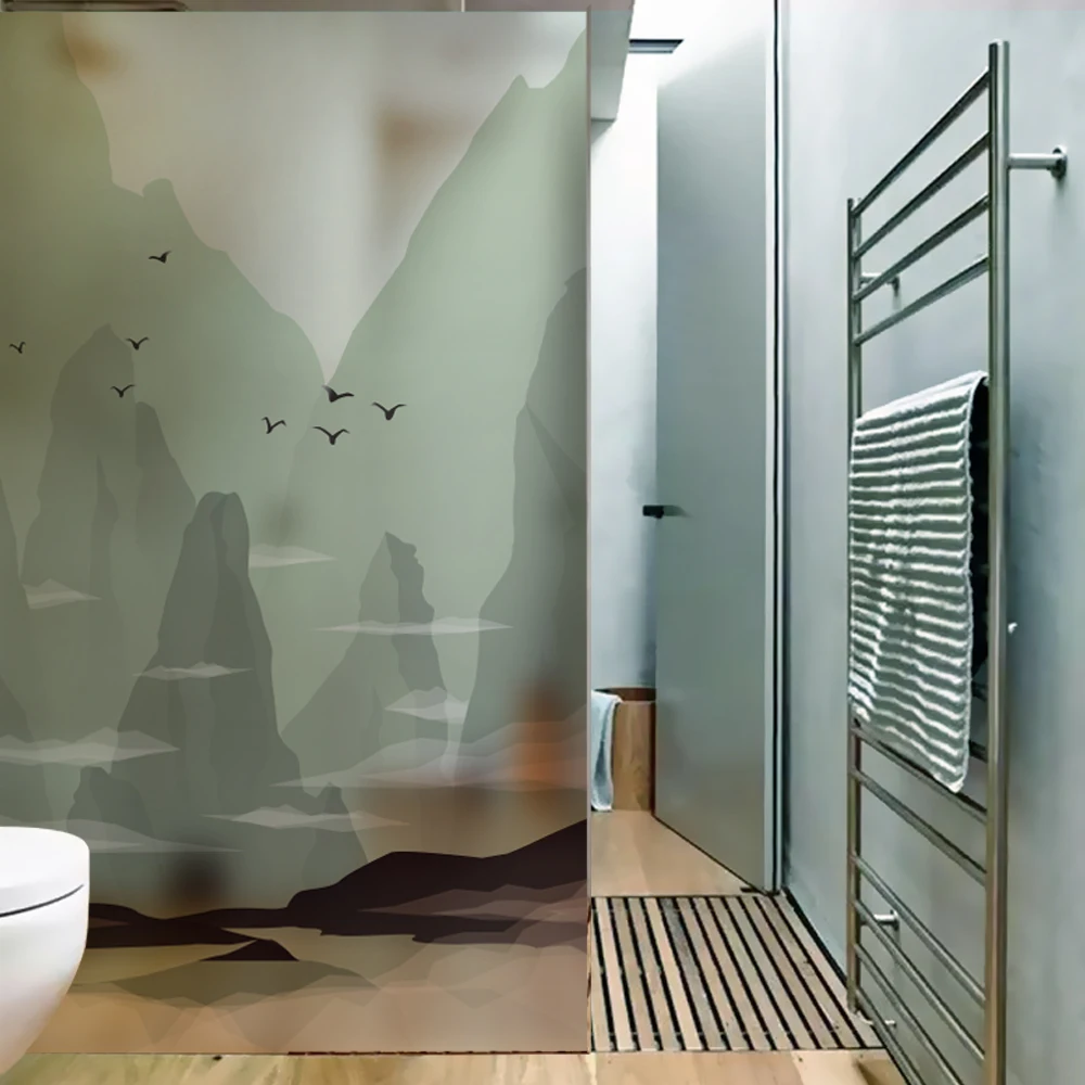 Витражная статическая пленка для окна матовая непрозрачная стеклянная наклейка