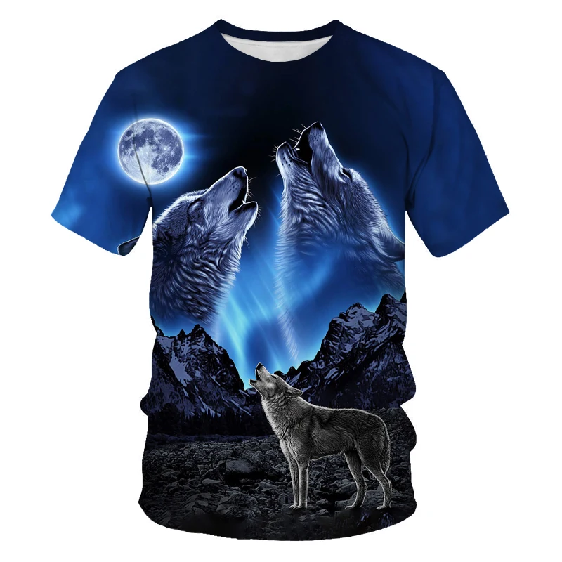 

3D printing men and women all-match casual summer T-shirt animal fox wolf painting net red loose O-neck short-sleeved trend