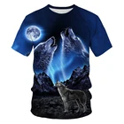 Универсальная летняя повседневная футболка для мужчин и женщин с 3D-принтом животных, лисы, волк, красная сетчатая свободная футболка с круглым вырезом и короткими рукавами