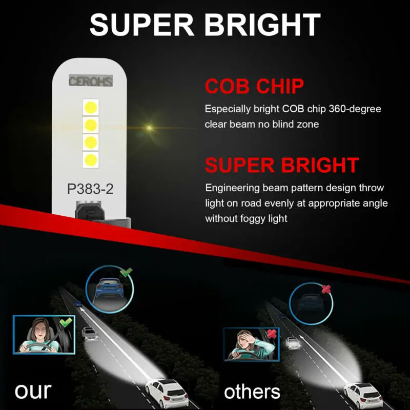 

360 Driving Light 6000K Bulbs DRL High Power Kit Super White Waterproof